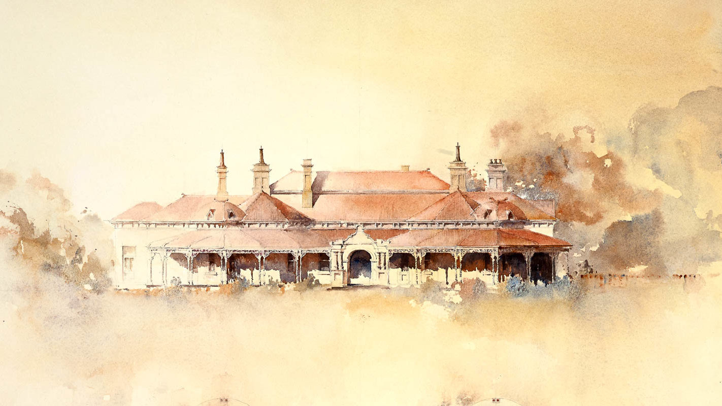 Nangunia Station Berrigan NSW watercolour elevation-chris-wilmar-architect-for-wilmar-schutz